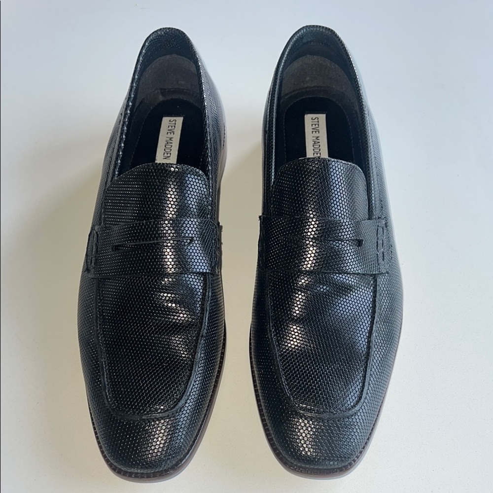 Steve Madden Black Leather Penny Loafers